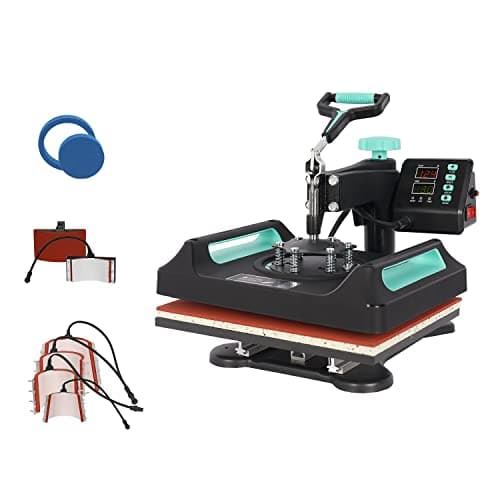 Image of UKPRESS Heat Press Machine 8 in 1 38x38cm Sublimation Printing Swing Away 360 Degree for T Shirts Mug Hat Plate Cap Mouse Pads Dual Digital Control Multifunctional (Green)