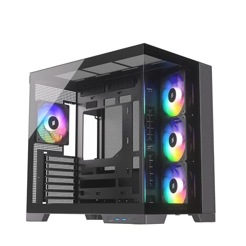 Image of Silentware View A-RGB Black Midi Tower PC Case, Front and Side Panel Made of Tempered Glass, 4 x 120 mm A-RGB Fans, 4-Pin PWM 3-Pin Control, GPU up to 410 mm, USB-C, ATX/mATX/ITX, Showcase Design