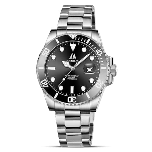 Image of LN LENQIN Mens Watches Stainless Steel Analogue Quartz Minimalist Luxury Waterproof Men's Wrist Watches Metal Casual Business Dress Watch for Men (LN-0341A-Silver Black)