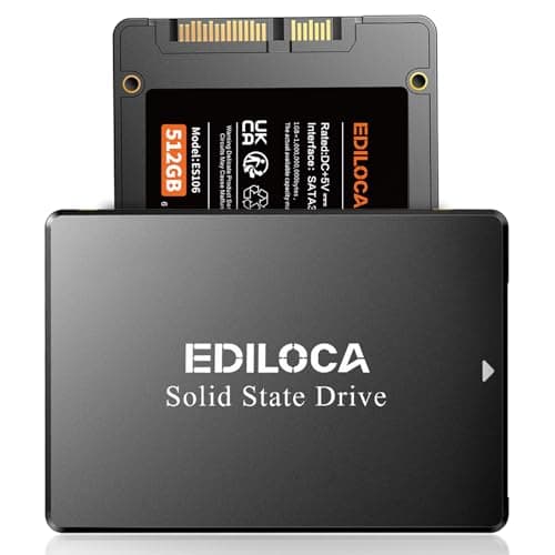 Image of Ediloca 512GB SSD, Internal Solid State Drives, 2.5" SATA SSD 512GB, Up to 540MB/s, 3D NAND TLC, Compatible with Laptop & PC Desktop(ES106 Black)