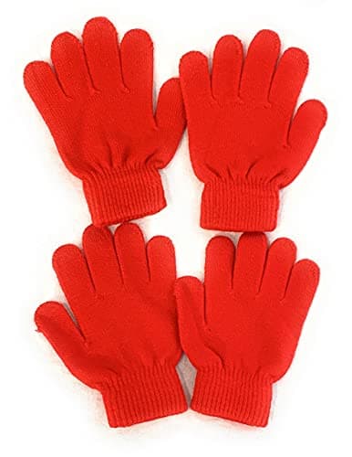 Image of Caprilite 2 Pairs of Kids Children's Magic Primary School Gloves Winter Warm Stretchy Glove UK (Red)