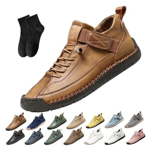 Image of Comfortable Orthopedic Sneakers,Women's Handmade Leather Orthopedic Comfy Shoes - Arch Support Adjustable Comfortable Orthopedic Shoes,Soft Support Slip on Loafers (Bright Brown,37EU)