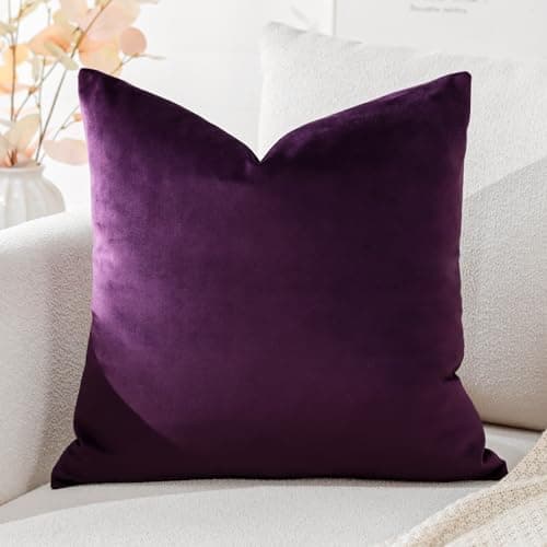 Image of Artscope Luxury Velvet Cushion Covers Super Soft Decorative Square Throw Pillow Covers Case Cushion Covers for Sofa Couch Bedroom Car Decor 50x50cm Eggplant Purple