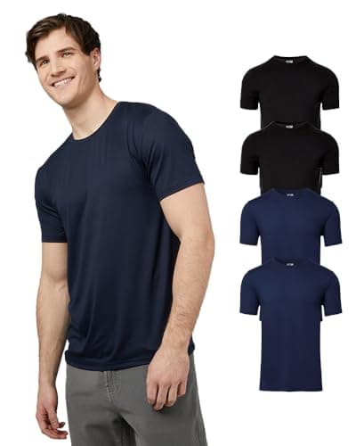 Image of 32º DEGREES Mens 4 Pack Cool Crewneck T-Shirt | Anti-Odor | Quick Drying | 4-Way Stretch, 2 Black/ 2 Navy, XXL
