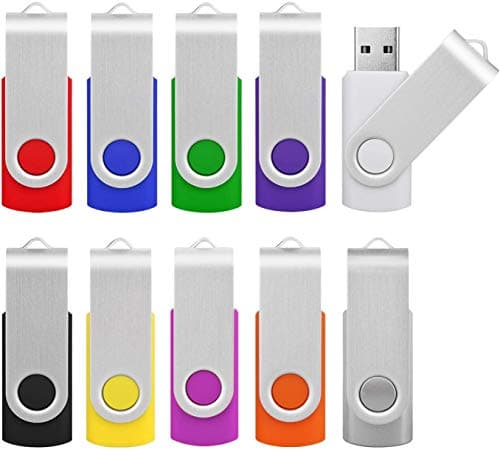 Image of KOOTION 8 GB USB FLash Drive USB 2.0 Stick 10Pack USB Swivel Memory Stick Metal Thumb Drives Pen Drive (10 pack,Mixcolored)