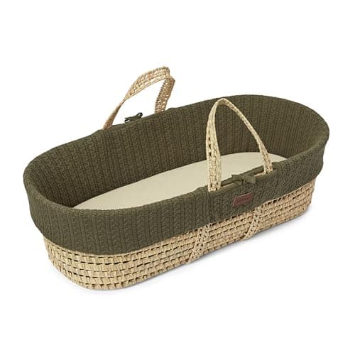 Image of The Little Green Sheep Natural Knitted Moses Basket and Mattress - Juniper