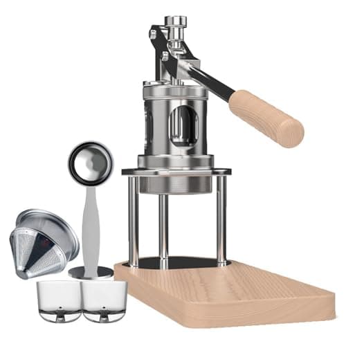 Image of Portable Manual Espresso Machine with Pressure Gauge, Hand-Press Coffee Maker 1-16 Bar Extraction Pressure for 51mm or 58mm Bottomless Portafilter