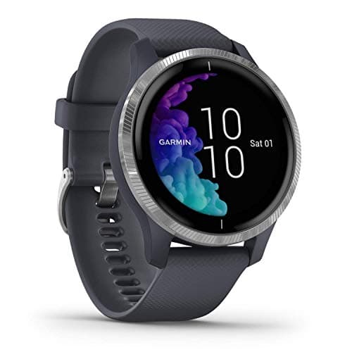 Image of Garmin Venu, GPS Smartwatch with Bright Touchscreen Display, Features Music, Body Energy Monitoring, Workouts, Pulse Ox Sensors and More, Granite Blue with Silver Hardware, Granite Blue and Silver