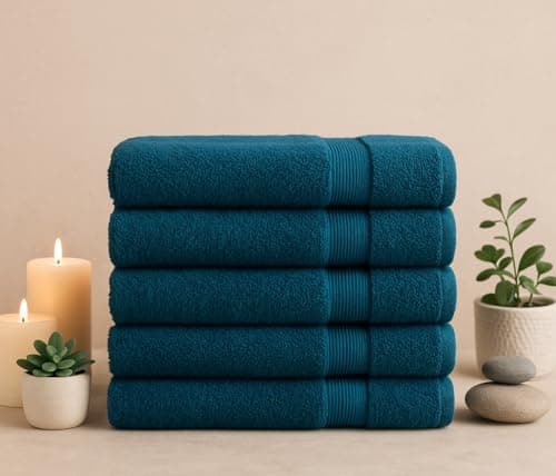 Image of Diamond Tex Egyptian Multicolour Towels - Super Soft Luxury Bath Towels Large - 600 GSM Lint Free Fast Drying Towel for Gym Salon, Spa & Hotel Quality (4, Blue Lagoon)