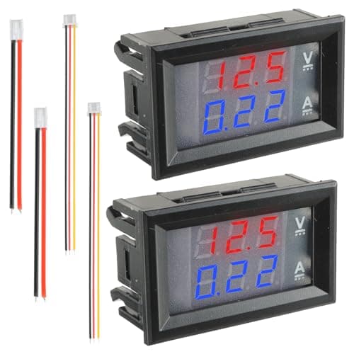 Image of JAMHER 2 PCS 0.28"Digital Voltmeter Ammeter DC 0-100V 10A, Red and Blue Detector Current Meter Panel Amp Volt Gauge, Volt Amp 2in1 Tester for 12V/24V Multimeter Amperage Meter Volt Amp Gauge Panel