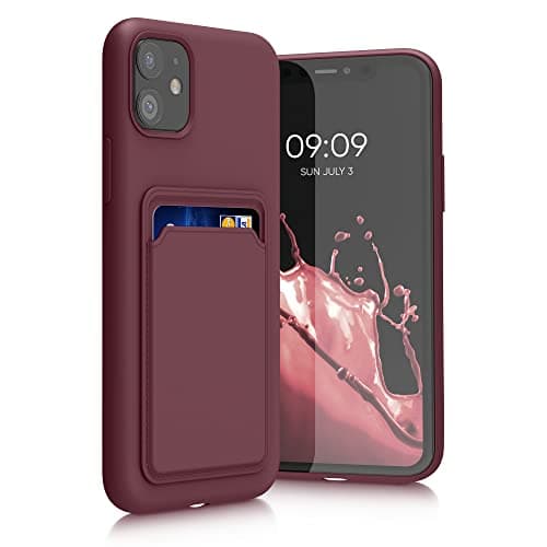 Image of kwmobile Case for Apple iPhone 11 Case with Card Holder - Soft Cover - Shockproof TPU Material - Wireless Charging - Tawny Red