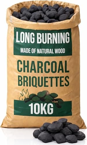 Image of 10kg Bag of Premium BBQ Charcoal Briquettes, Hotter Longer Burning Constant High Temperature Barbecue Charcoal, Perfect for Outdoor Grills (1 x 10kg Bag)