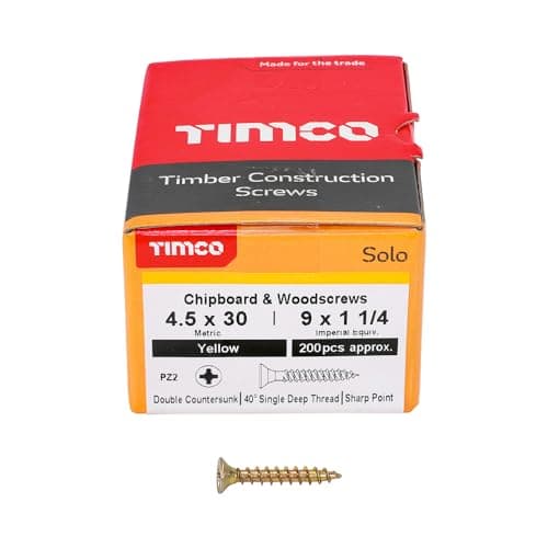 Image of 200 Pcs Box of Wood Screws Double Countersunk General Purpose (4.5mm x 30mm)