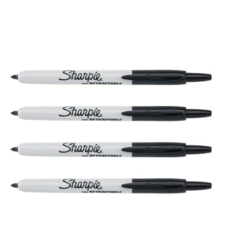 Image of Sharpie oryginal Retractable Permanent Markers (packed ina a plastic bag)| Fine Point | Black | 4 Count