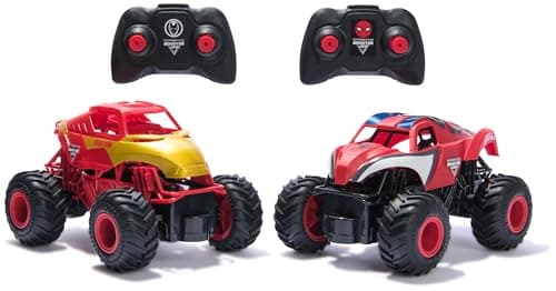 Image of Monster Jam, Marvel Official Superhero RC Challenge Pack, Iron Man and Amazing Spider-Man Remote Control Trucks, 1:24 Scale RC Kids’ Toys for Ages 4+