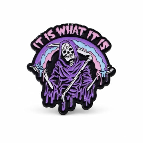 Image of Funny Skull Pin Badges - Skeleton Shrug Pin Badge with "It Is What It Is" for Backpacks, Jackets, Hats. Sarcastic Brooches Pins Badges Gifts for Friends, Girls and Adults