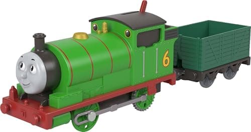 Image of Thomas & Friends Motorized Toy Train, Classic Percy Battery-Powered Engine & Cargo Car, Storytelling Play for Preschoolers, JGF94