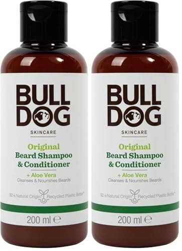 Image of Bulldog Skincare Original Beard Shampoo & Conditioner, Men's Grooming, Beard Moisturiser for Softer, Supple Beards, 200ml (Pack of 2)