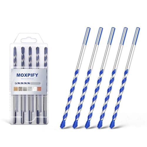 Image of MOXPIFY 5pcs 7mm Masonry Drill Bit 150mm Extra Long, Tungsten Carbide Tip Concrete Drill Bits for Brick Wall Tile Porcelain (7mm x 150mm x 5, Tri. Shank)