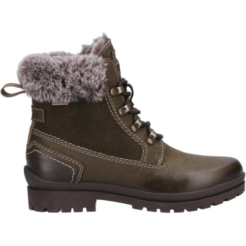 Image of Cotswold Evenlode Leather Women's Khaki Winter Ankle Boots - UK 4