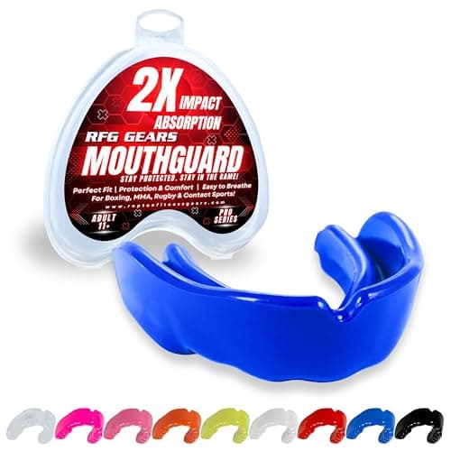 Image of Mouthguard, Adult and Junior Gum Shield Slim Fit with Case for Boxing, Martial Arts, Judo, MMA, Rugby, Karate, Hockey and Other Contact Sports (Blue, Adults (11+))