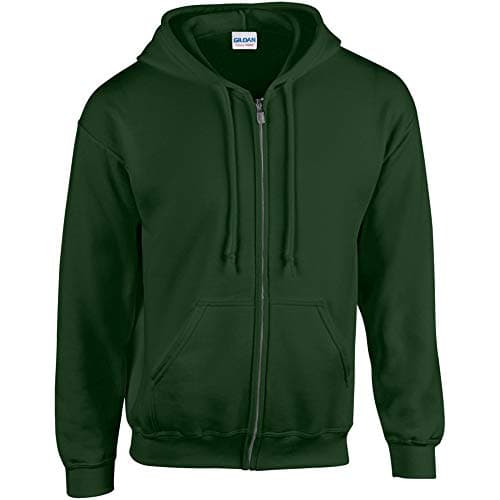 Image of GILDAN Heavy Blend Unisex Adult Full Zip Hooded Sweatshirt Top (S) (Forest Green)