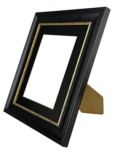 Image of FRAMES BY POST Scandi Black with Crackle Gold Picture Photo Frame with Black Mount 8 x 6 Image Size 6 x 4 Inch
