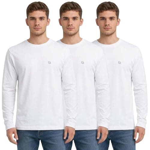 Image of Bahob® 3 Pack Men's Long-Sleeved T-Shirt Round Neck T-Shirts Comfortable Crewneck Neck Tops for Men Soft Cotton S-3XL (Small, MFTS-160-D)