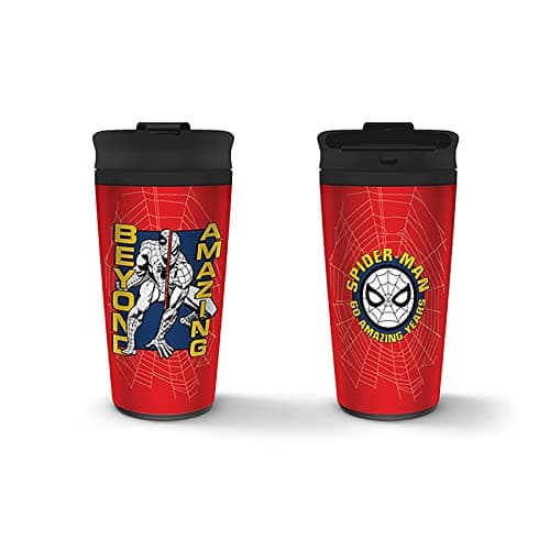 Image of Marvel Spider-Man Metal Travel Mug (Beyond Amazing Design) 16oz Insulated Mug - Official Merchandise