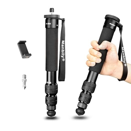 Image of Manbily A-888 Camera Monopod, Length 32cm - 156cm, Aluminum Monopods for Cameras 7 Sections, Compact Travel Portable Selfie Stick for DSLR Smartphone Concert Festival
