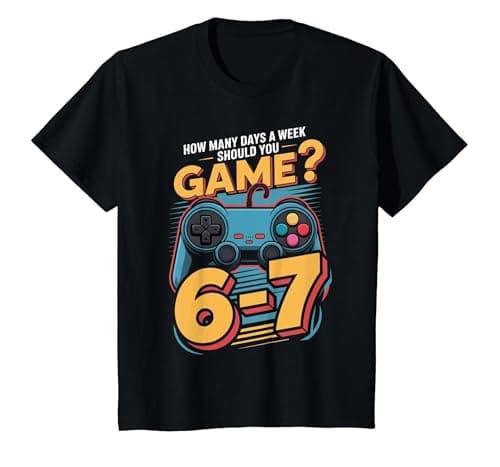 Image of Funny Six Seven 6 7 Meme Gen-Alpha Gamer Gaming 6 7 Boy Girl T-Shirt, Youth, Black, Large