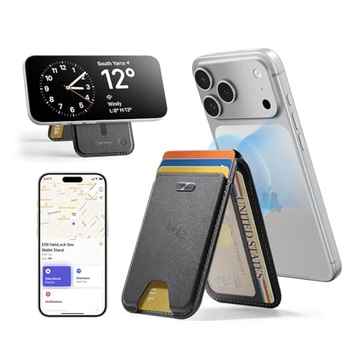 Image of ESR Geo for MagSafe Wallet with Full Find My Functionality, 5-Card Holder, RFID Blocking, Adjustable Stand, Magnetic Wallet for iPhone 17e/17/16/15/14/13/12 Series, Not for 13/12 mini, Black