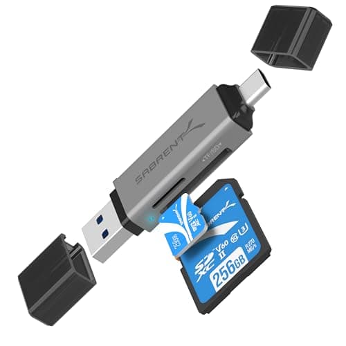 Image of SABRENT USB C SD Card Reader – Dual Slot SD & MicroSD Adapter – Fast Transfer, Plug & Play, USB 3.2 Gen 1 – For iPhone, Android, iPad, Mac, Windows (CR-BCA2)