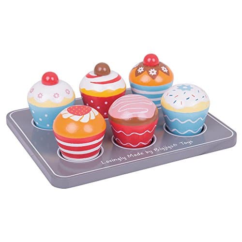 Image of Bigjigs Toys Wooden Cupcakes Muffin Tray - Pretend Play Food
