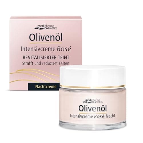 Image of Olive Oil Intensive Cream Rose Night Cream | Tightens and Reduces Wrinkles | Revitalised Complexion Rich Care | For Face and Neck | For Mature Skin | 50 ml