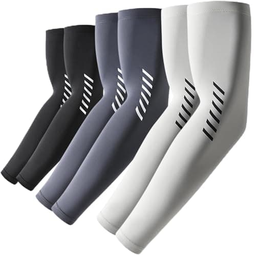 Image of ROCK TAKIN UV Sun Protection Arm Sleeves for Men Women, UPF 50+ Cooling Sun Sleeves to Cover Arms Sports Compression Covers for Golf Baseball Football Work Running Cycling Driving - 3 Pairs