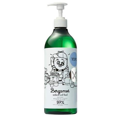 Image of Yope Natural Detergent Washing-Up Liquid | Bergamot & Basil | Vegan | Cruelty Free | Paraben & SLS Free | 750 ml
