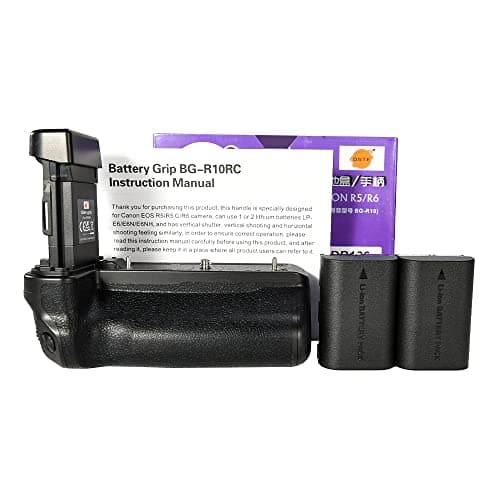 Image of DSTE BG-R10 Vertical Battery Grip Compatible with Canon EOS R5, R5C, R6 Camera + 2pcs LP-E6N Battery