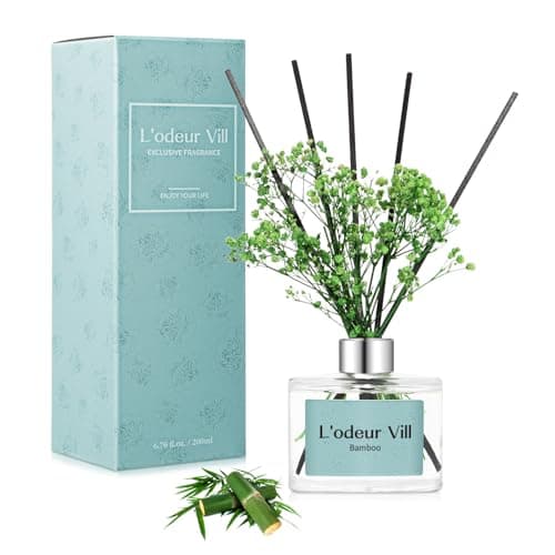 Image of L'odeur Vill Reed Diffuser Set, 200ml Luxury Home Fragrance Diffuser with 6 Fiber Sticks, Long Lasting Scented Aromatherapy for Bedroom Bathroom Living Room Office, (Bamboo)