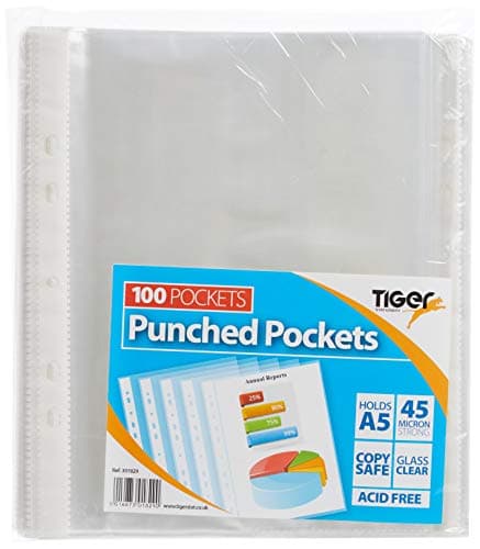 Image of Tiger A5 clear punched poly pockets - pack of 100 quality sleeves