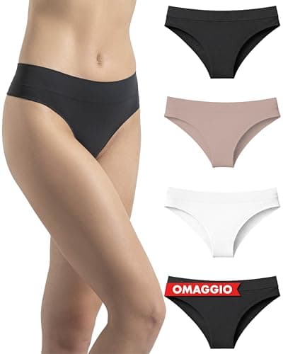 Image of Risalti Seamless Brazilian Knickers For Women Multipack 3Pcs - Brazilian Underwear Women No VPL, Invisible Panties, Soft Microfibre, Breathable, Stretch, Ladies Seam Free Knickers - Made in Italy