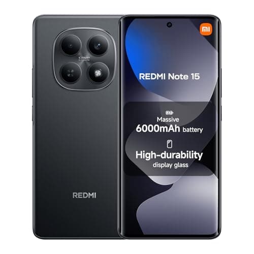 Image of XIAOMI Redmi Note 15, Smartphone 8+256 GB, Massive 6000mAh Battery, Water Resistance, 108MP Super-clear Camera, 6.77" FHD+ Display, Black, Warranty 2 years, Charger Not Included