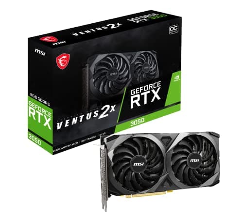 Image of MSI GeForce RTX 3050 VENTUS 2X 8G OC Gaming Graphics Card - 8GB GDDR6X, 1807 MHz, PCI Express Gen 4 x 8, 128-bit, 3x DP v 1.4a, HDMI 2.1 (Supports 4K)