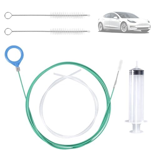 Image of 5pcs Updated Sunroof Drain Cleaning Tool Kit, 78in Flexible Long Pipe Cleaner with Brush Syringe Hose Syringe for Sunroof Trunk & Wiper Drain Holes