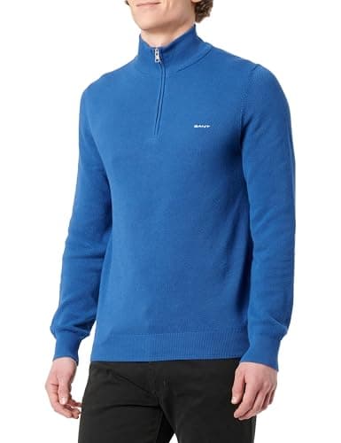 Image of GANT Cotton Pique Half Zip, Rich Blue, XXXL