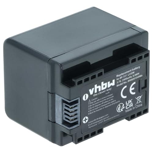 Image of vhbw Battery compatible with Canon Legria HF R77, HF R706, HF R68, HF R76 Videocamera (2400 mAh, 3.6 V, Li-Ion) + Info Chip
