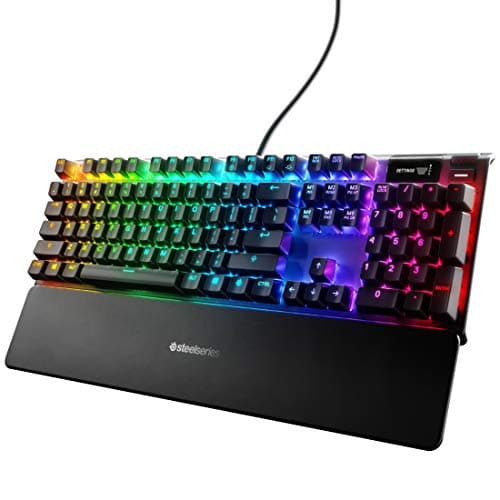 Image of SteelSeries Apex 7 Mechanical Gaming Keyboard – OLED Smart Display – USB Passthrough and Media Controls – Tactile and Clicky – RGB Backlit (Blue Switch)