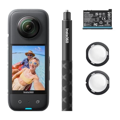 Image of Insta360 X3 Starter Bundle - Waterproof 360° Action Camera with 1/2 Inch Sensor, 5.7K 360°, 72MP 360° Photos, Stabilisation, 2.29" Touch Screen, Vibration Feedback, AI Editing, Live Streaming