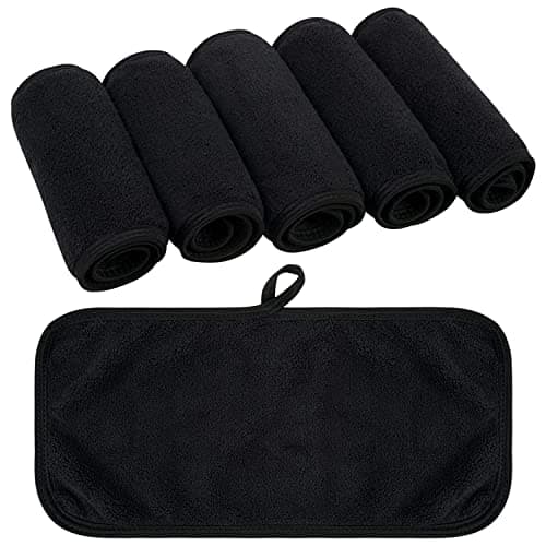 Image of KinHwa 6 Pack Microfibre Face Cloth Flannel Makeup Remover Cloth 15x30 Cm Washable Ultra Soft Cleansing Cloths for Eye Face Black