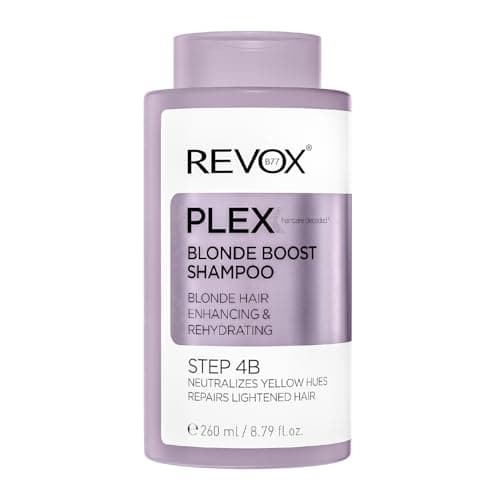 Image of REVOX B77 - Plex Blonde Boost Shampoo Step 4B, 260 ml, Violet Blonde Toning Shampoo, Neutralizes Yellow Tones, Gentle Cleansing, Strengthens and Hydrates Colored and Dry Hair, Shiny Hair